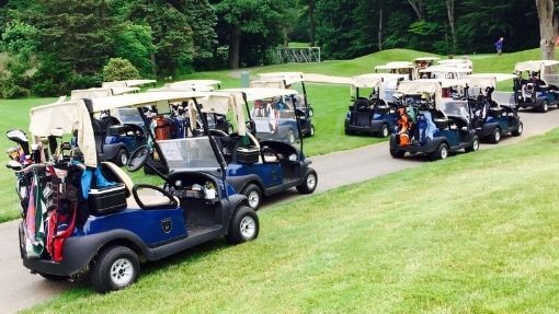 add portable speakers for golf carts to these golf carts